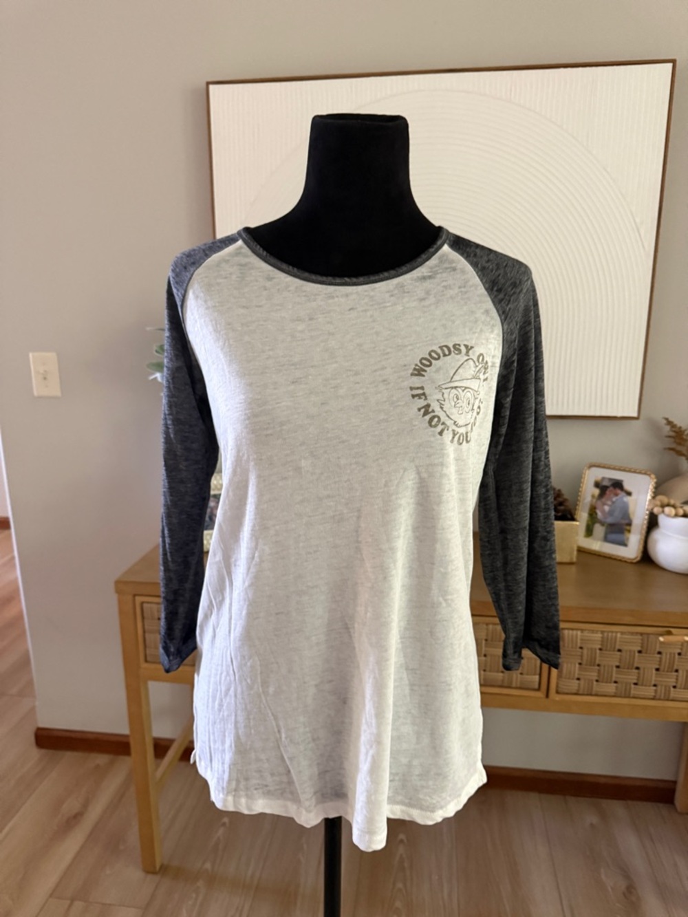 Woodsy Owl “If not you hoo?” Two-Tone Raglan Long Sleeve Tee
